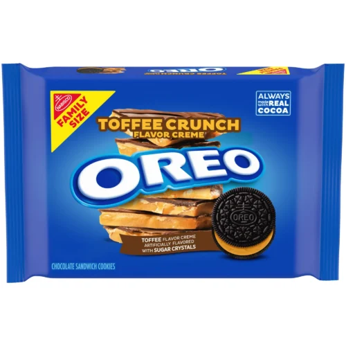 OREO Toffee Crunch Creme with Sugar Crystals Chocolate Sandwich Cookies, Family Size