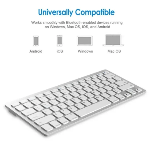Bluetooth Keyboard for Cell Phone Laptop Tablet Computer - White