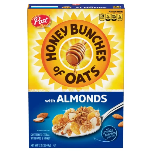 Post Honey Bunches of Oats with Almonds Breakfast Cereal, Crunchy 12 oz Box