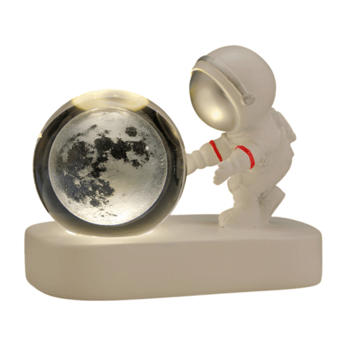 Resin Lamp Astronaut Model With 3D Sphere of Warm Led Light
