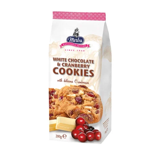 White Chocolate and Cranberry Cookies 200 g bag Merba