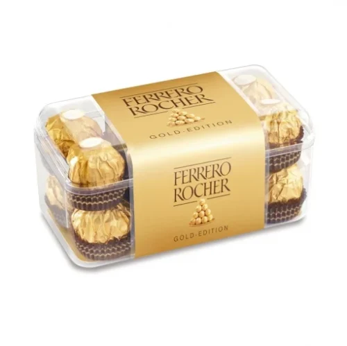 Ferrero Rocher chocolate and hazelnut pralines, 16-piece box.