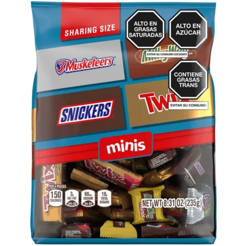Assorted mini chocolates: 3 Musketeers + Milky Way + Snickers + Twix