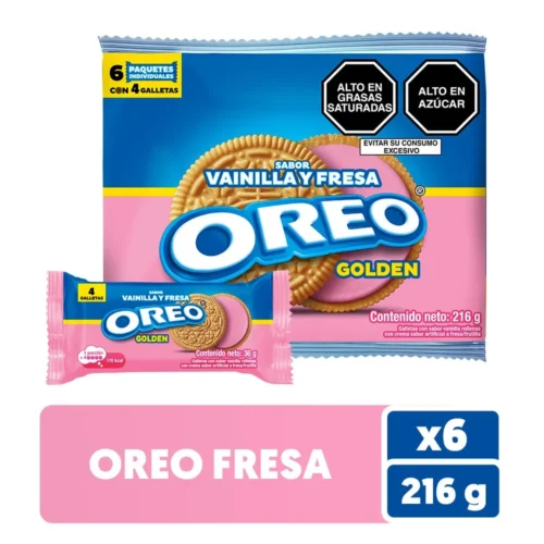 Six-Pack of Golden Oreo Cookies, Strawberry Flavor, 36g