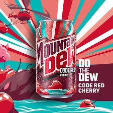 Mountain Dew Cherry Flavored Soda, Code Red Cherry Drink, 12 fl oz