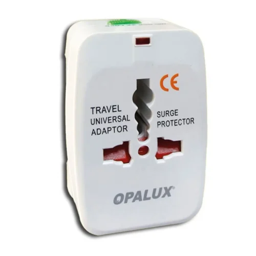 Opalux Power Adapter with Multi-Outlet, 3 Plug Types, 13A, 250V AC, White + Travel Pouch